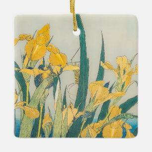 Katsushika Hokusai - Grashopper och Iris Julgransprydnad Keramik