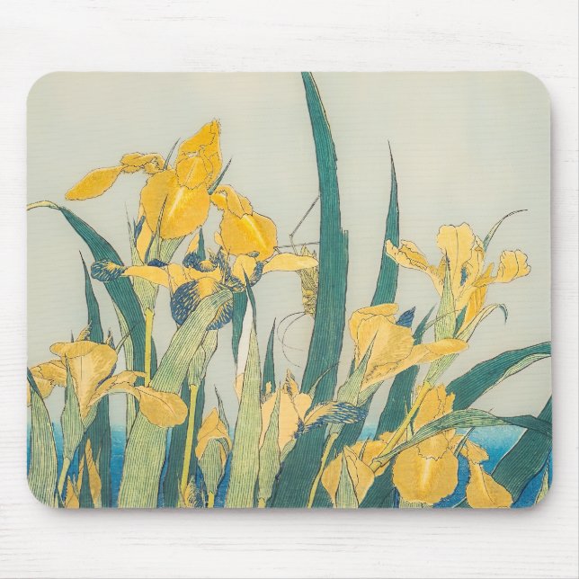 Katsushika Hokusai - Grashopper och Iris Musmatta (Framsidan)
