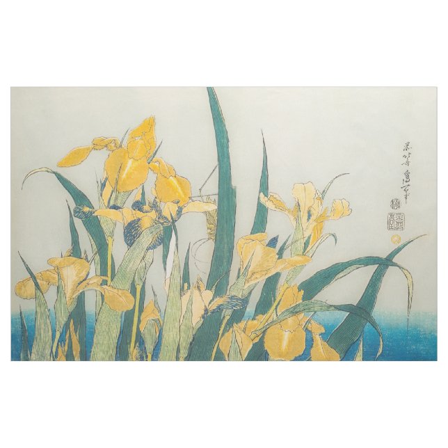 Katsushika Hokusai - Grashopper och Iris Tyg (Yard)