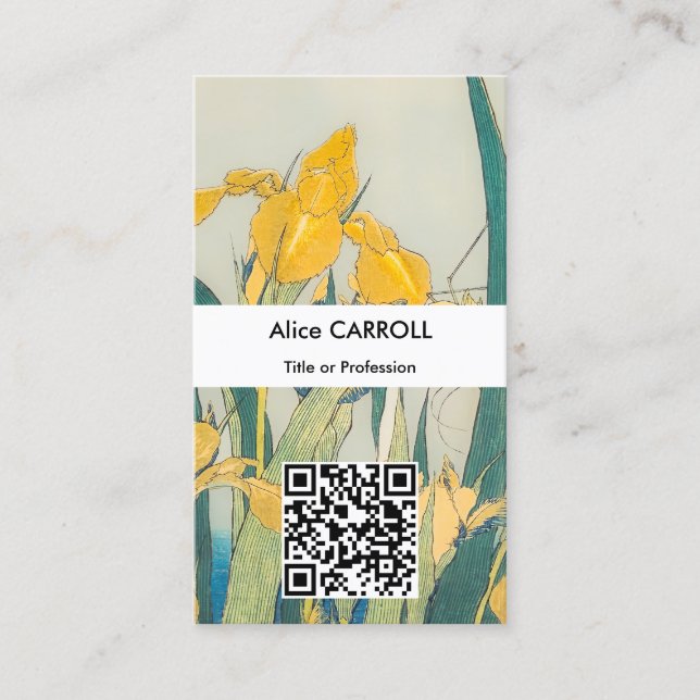 Katsushika Hokusai - Grashopper och Iris Visitkort (Framsida)