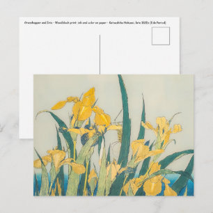 Katsushika Hokusai - Grashopper och Iris Vykort