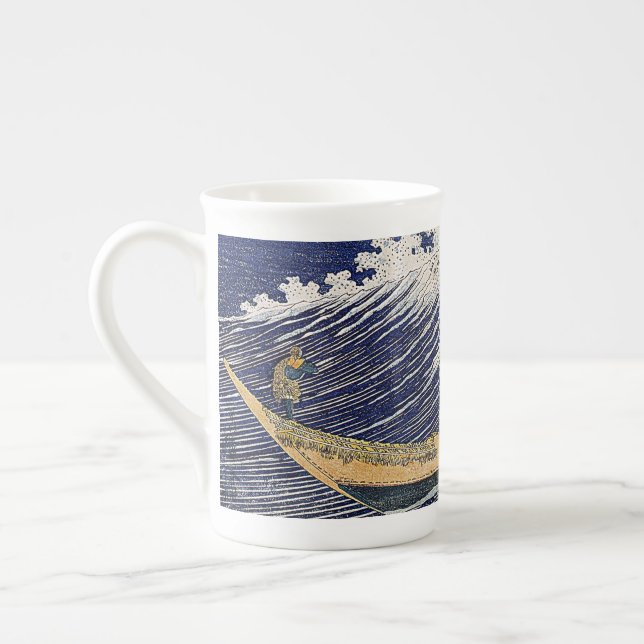 Katsushika Hokusai.  Havsvågor  Benporslin Mugg (Vänster)