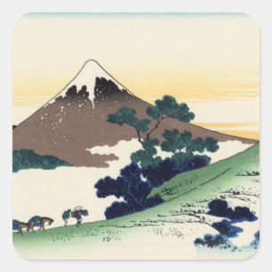 Katsushika Hokusai. Inume Pass in Kai Provinc Fyrkantigt Klistermärke