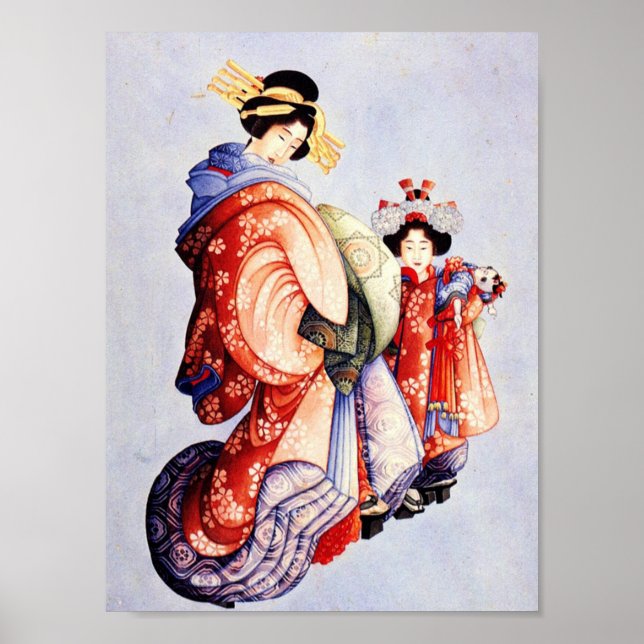 Katsushika Hokusai—Oiran and Kamuro Poster (Framsidan)