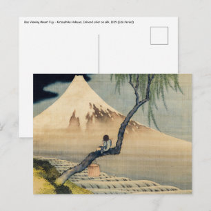 Katsushika Hokusai - Pojke som betraktar Mount Fuj Vykort