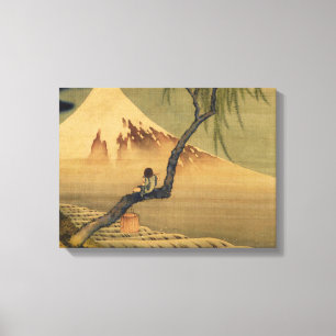 Katsushika Hokusai Pojken Viewing Mount Fuji Canvastryck