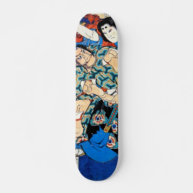 Katsushika Hokusai samurai krigare asiatisk skogsb Mini Skateboard Bräda 18,5 Cm (Framsida)