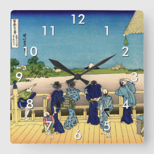 Katsushika Hokusai - Sazai hall, Temple 500 Rakan Fyrkantig Klocka