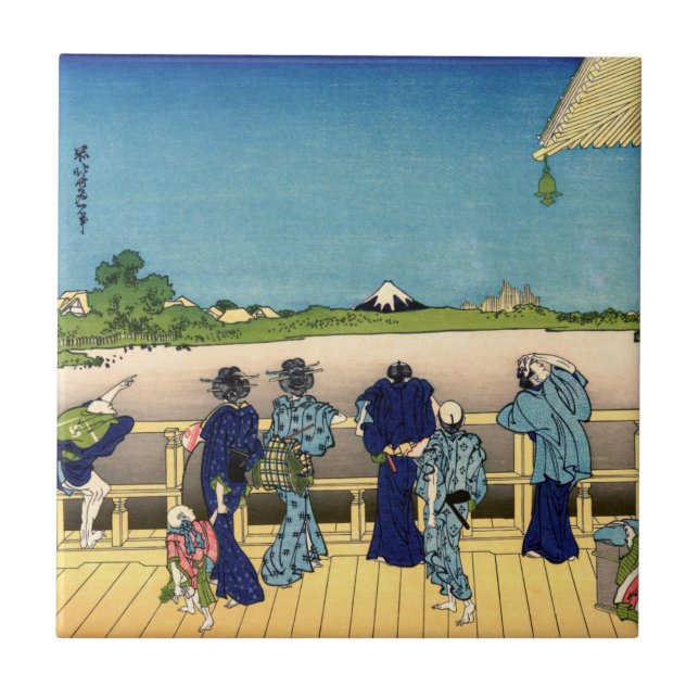 Katsushika Hokusai - Sazai hall, Temple 500 Rakan Kakelplatta (Framsidan)