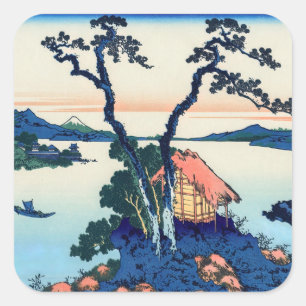 Katsushika Hokusai - Sjö Suwa i provinsen Shinano Fyrkantigt Klistermärke