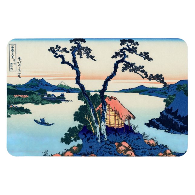 Katsushika Hokusai - Sjö Suwa i provinsen Shinano Magnet (Horisontell)