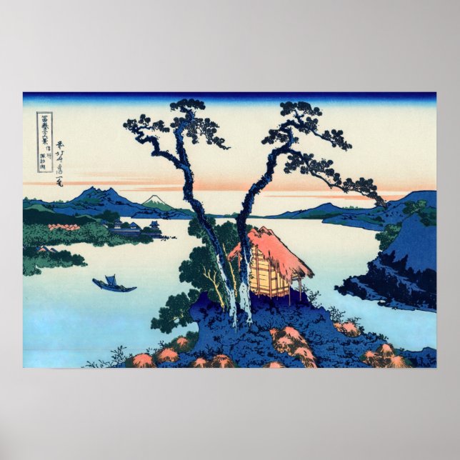 Katsushika Hokusai - Sjö Suwa i provinsen Shinano Poster (Framsidan)