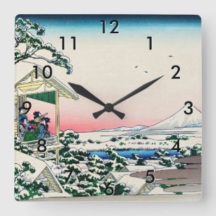 Katsushika Hokusai - Tea house i Koishikawa Fyrkantig Klocka