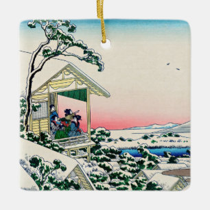 Katsushika Hokusai - Tea house i Koishikawa Julgransprydnad Keramik
