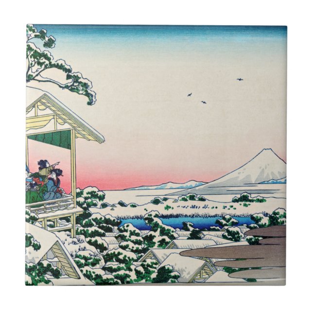 Katsushika Hokusai - Tea house i Koishikawa Kakelplatta (Framsidan)