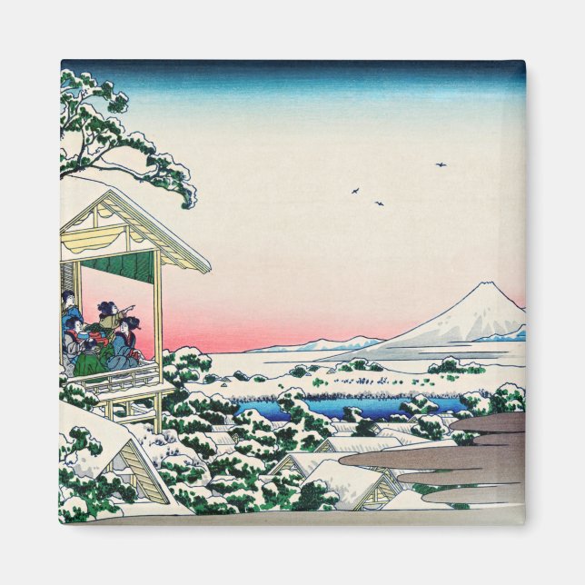 Katsushika Hokusai - Tea house i Koishikawa Magnet (Framsidan)