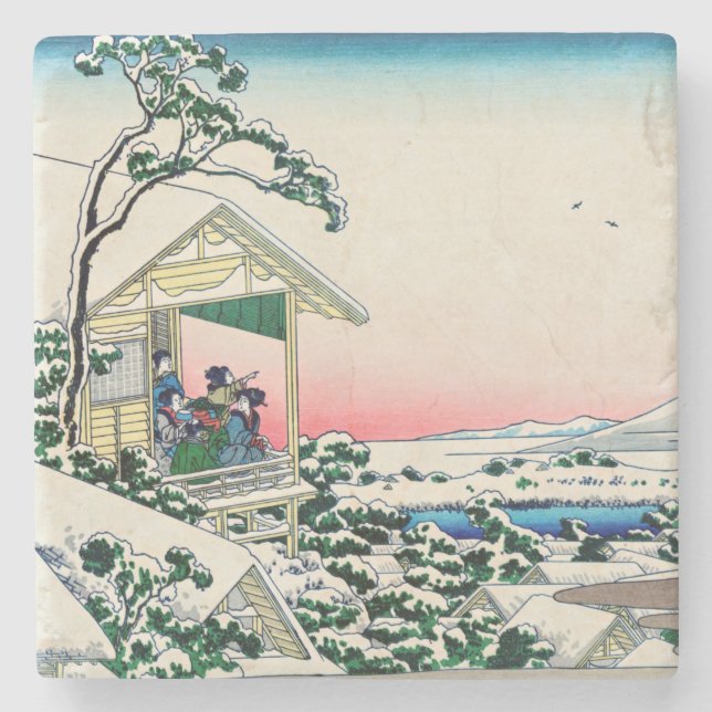 Katsushika Hokusai - Tea house i Koishikawa Stenunderlägg (Framsidan)