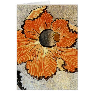 Katsushika Hokusai Ukiyo-e Woodcut Print - Poppies Hälsningskort
