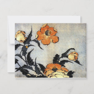 Katsushika Hokusai Ukiyo-e Woodcut Print - Poppies Inbjudningar