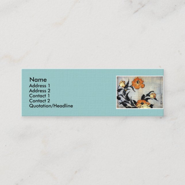 Katsushika Hokusai Ukiyo-e Woodcut Print - Poppies Mini Visitkort (Framsida)