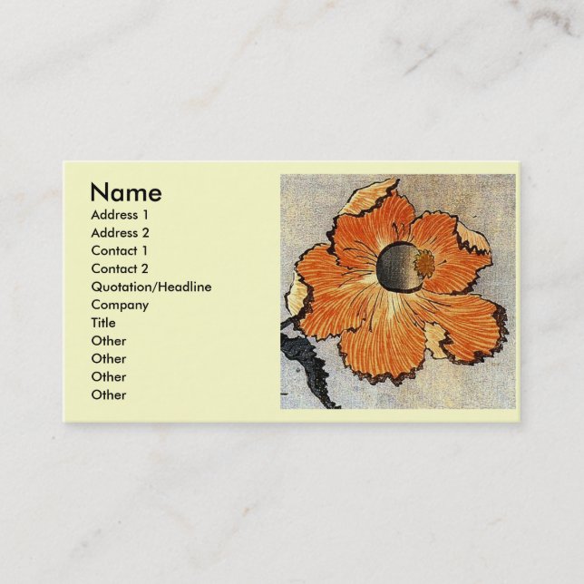 Katsushika Hokusai Ukiyo-e Woodcut Print - Poppies Visitkort (Framsida)