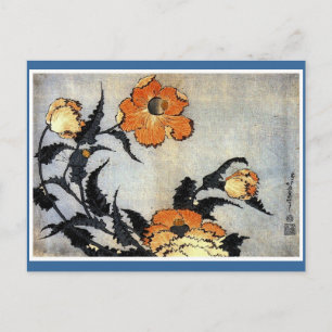 Katsushika Hokusai Ukiyo-e Woodcut Print - Poppies Vykort