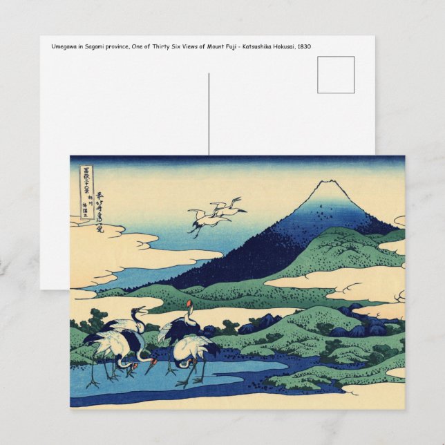 Katsushika Hokusai - Umegawa i Sagami-provinsen Vykort (Fram/baksida)