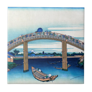 Katsushika Hokusai - Under bron, Fukagawa Kakelplatta
