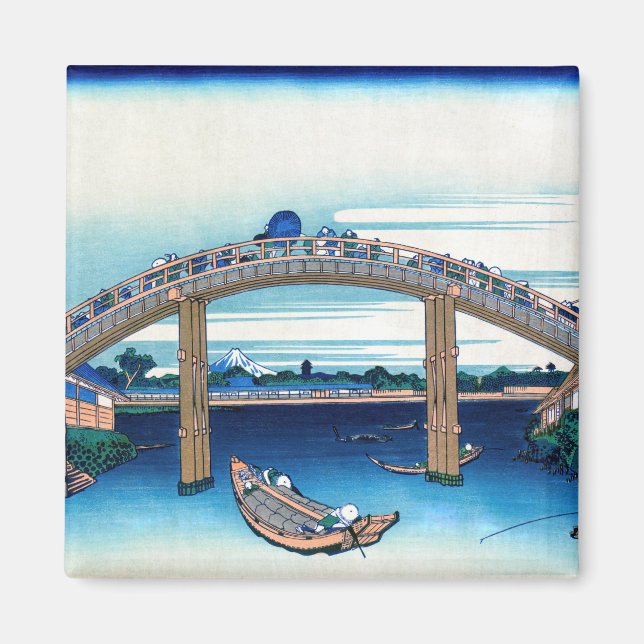Katsushika Hokusai - Under bron, Fukagawa Magnet (Framsidan)