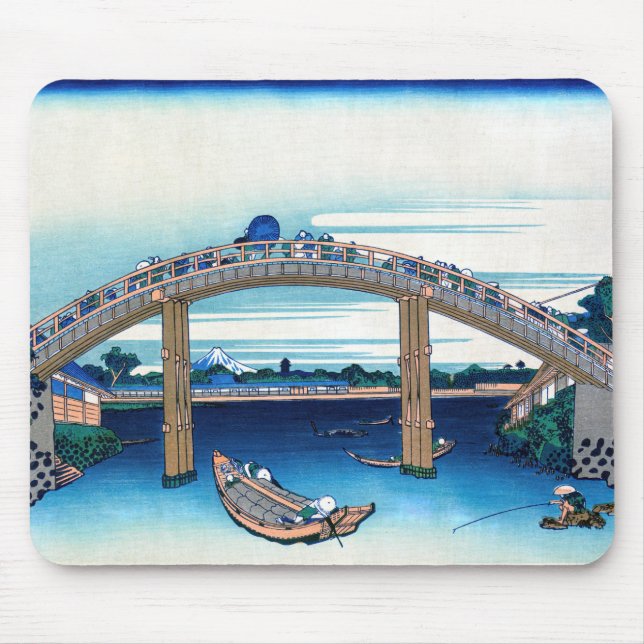 Katsushika Hokusai - Under bron, Fukagawa Musmatta (Framsidan)