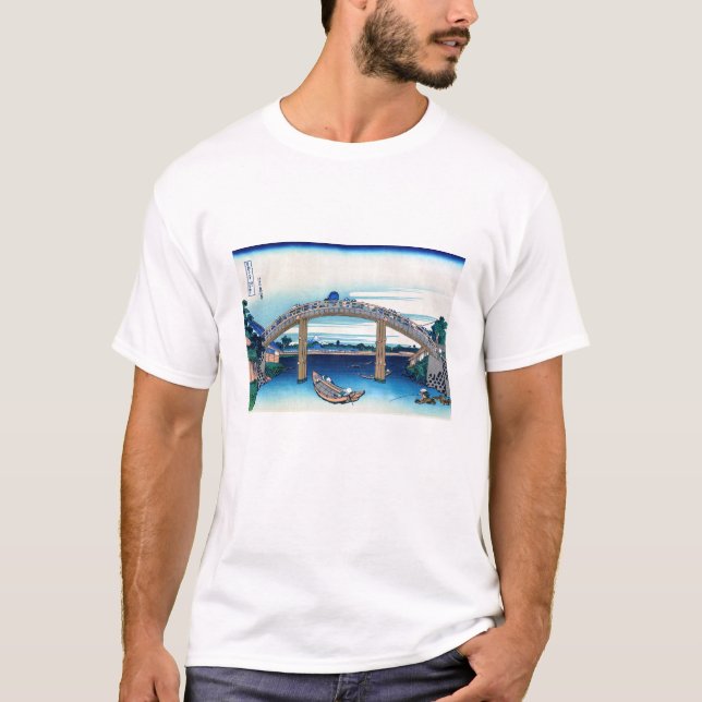 Katsushika Hokusai - Under bron, Fukagawa T Shirt (Framsida)