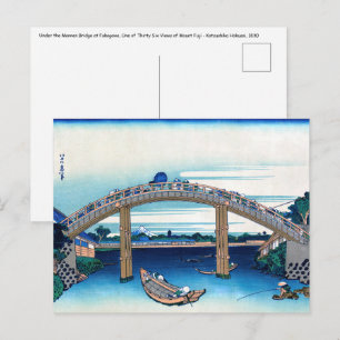 Katsushika Hokusai - Under bron, Fukagawa Vykort