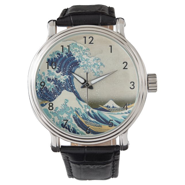 Katsushika Hokusai - Underbara vågen av Kanagawa Armbandsur (Framsida)