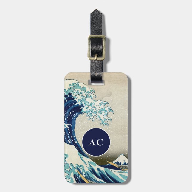 Katsushika Hokusai - Underbara vågen av Kanagawa Bagagebricka (Vertikal Framsida)