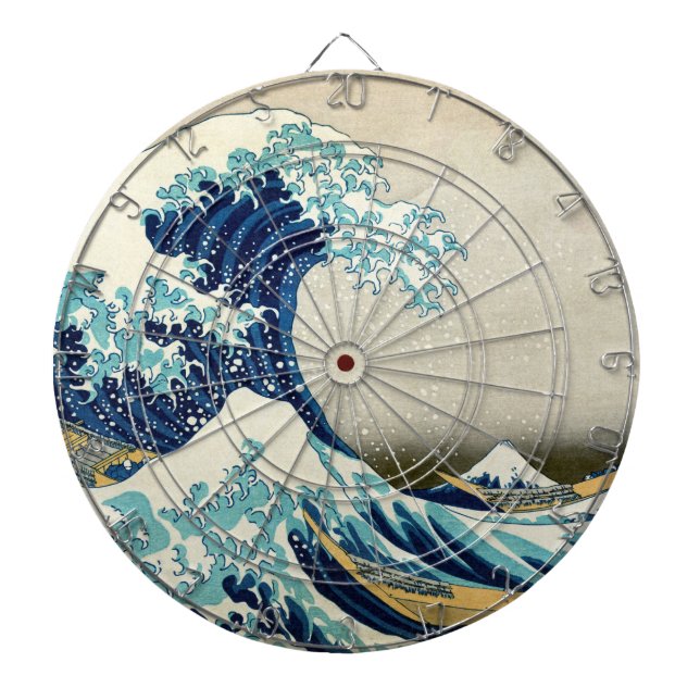 Katsushika Hokusai - Underbara vågen av Kanagawa Darttavla (Framsidan)