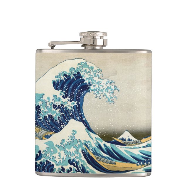 Katsushika Hokusai - Underbara vågen av Kanagawa Fickplunta (Framsidan)