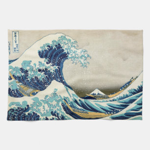 Katsushika Hokusai - Underbara vågen av Kanagawa Kökshandduk