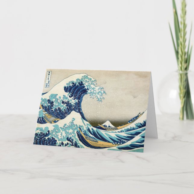 Katsushika Hokusai - Underbara vågen av Kanagawa Kort (Framsida)