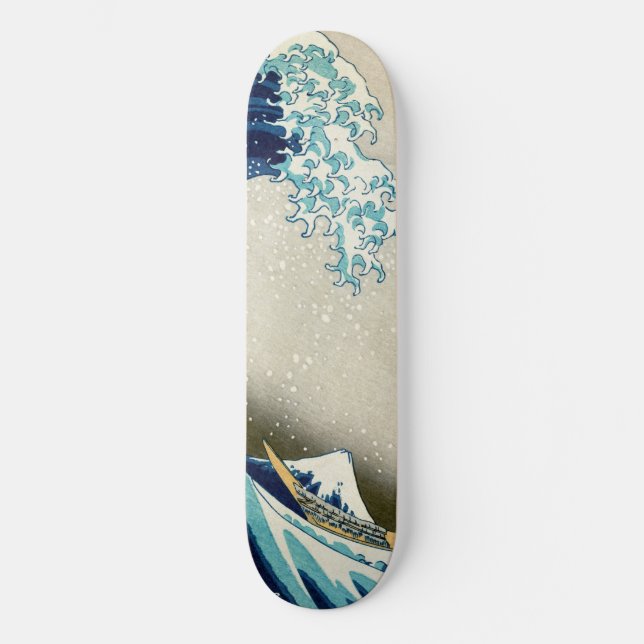Katsushika Hokusai - Underbara vågen av Kanagawa Mini Skateboard Bräda 18,5 Cm (Framsida)