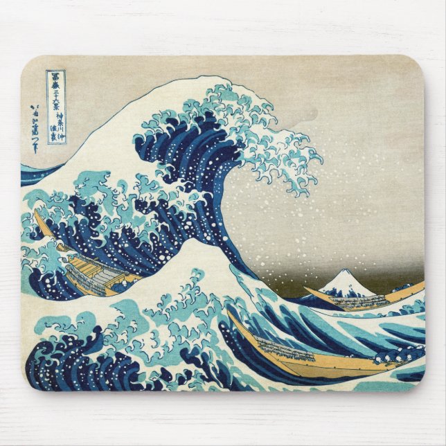 Katsushika Hokusai - Underbara vågen av Kanagawa Musmatta (Framsidan)