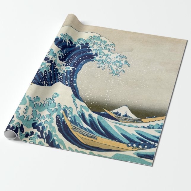 Katsushika Hokusai - Underbara vågen av Kanagawa Presentpapper (Utrullad)