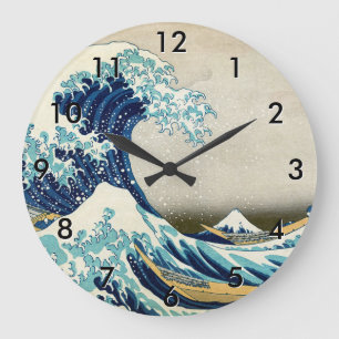 Katsushika Hokusai - Underbara vågen av Kanagawa Stor Klocka