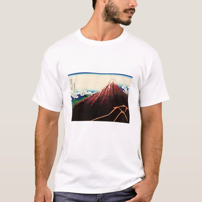 Katsushika Hokusai - Varningar under toppmötet T Shirt (Framsida)