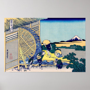 Katsushika Hokusai - Vattenkvarn vid Onden Poster