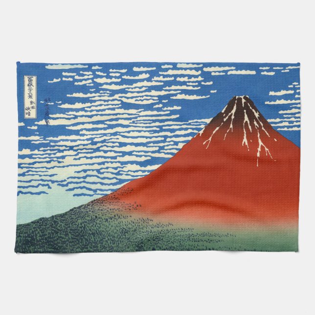 Katsushika Hokusai - Vind för Bra, klarmorgon Kökshandduk (Horisontell)