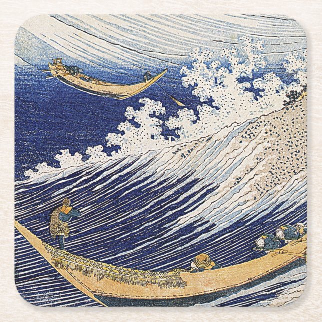 Katsushika Hokusai. Vinkara oceanen Underlägg Papper Kvadrat (Framsidan)