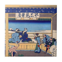 Katsushika Hokusai-Yoshida på Tokaido Kakelplatta