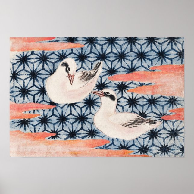 Katsushika Hokusais fåglar Poster (Framsidan)