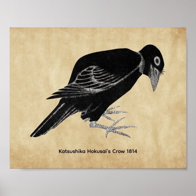 Katsushika Hokusais kråka 1814 Poster (Framsidan)