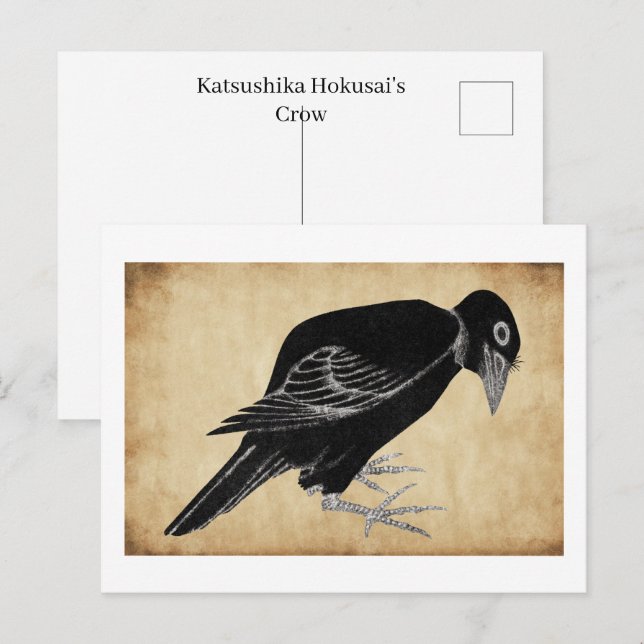 Katsushika Hokusais kråka 1814 Vykort (Fram/baksida)